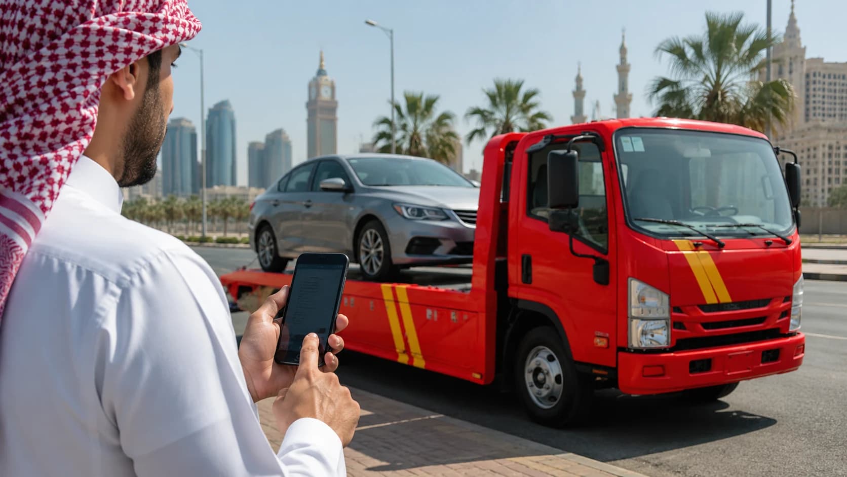How to Book Car Towing by WhatsApp in Jeddah and Makkah
